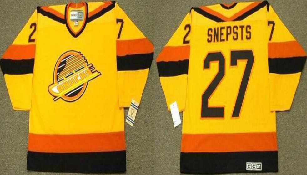 2019 Men Vancouver Canucks #27 Snepsts Yellow CCM NHL jerseys->vancouver canucks->NHL Jersey